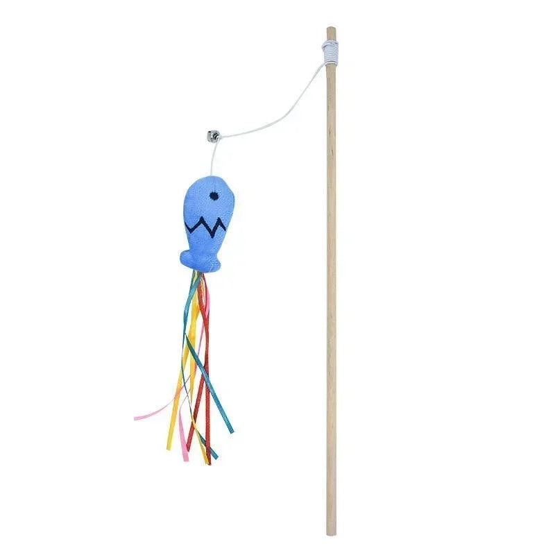 Cat Wand Toy with Bell & Catnip – Interactive Teaser for Indoor Cats