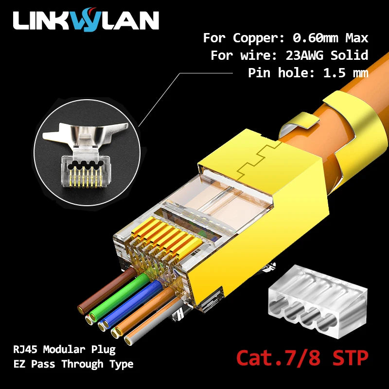 RJ45 Pass-Through Connector – Cat5e/Cat6/Cat7 Modular Plug