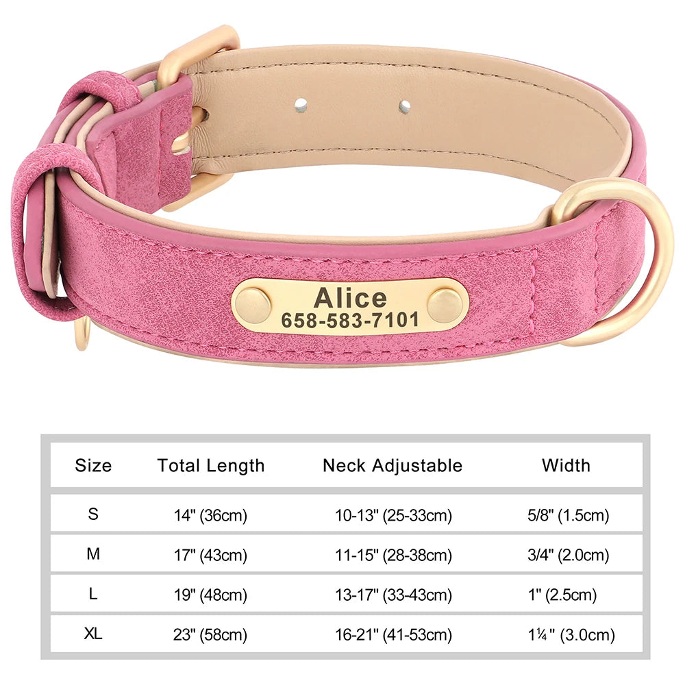 Personalized Dog Collar – Custom Engraved PU Leather ID Tag