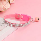 Pink Cat Collar with Rhinestones, Bell & Breakaway Buckle