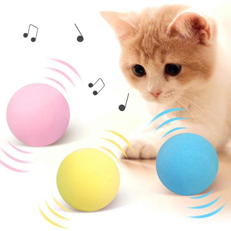 Interactive Cat Ball Toy with Touch Sounds and Catnip Compartment