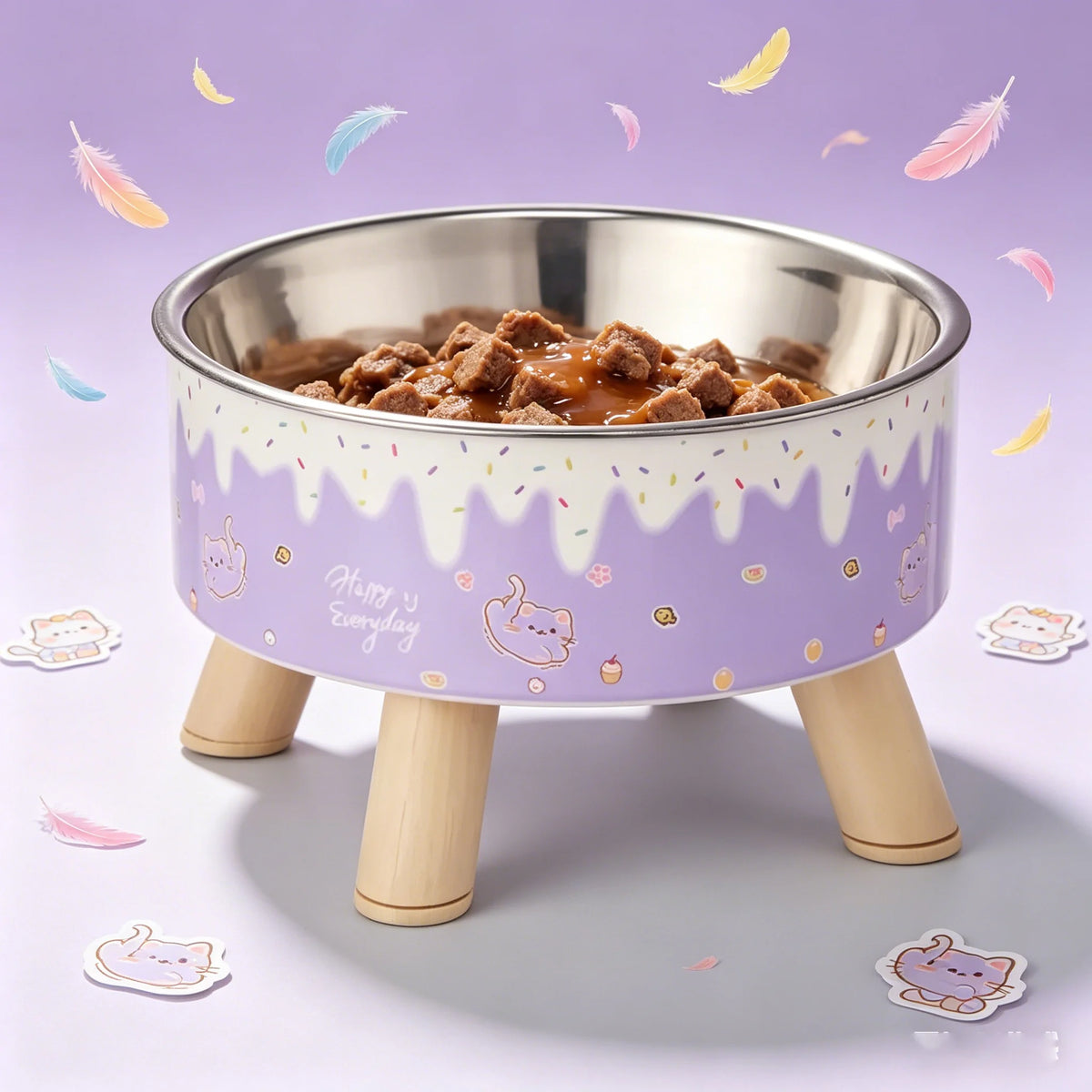 Elevated Cat Bowl Stainless Steel Raised Feeding Dish
