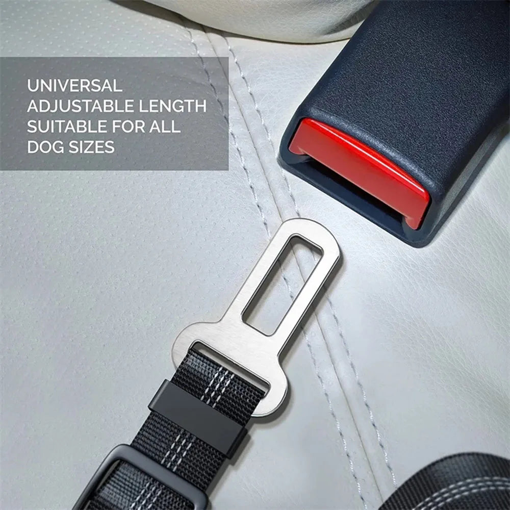Adjustable Dog Car Seat Belt – Nylon Reflective Travel Harness