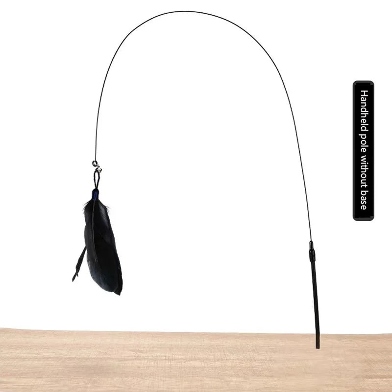 Cat Teaser Wand – Interactive Feather Toy with Bell & Suction Cup