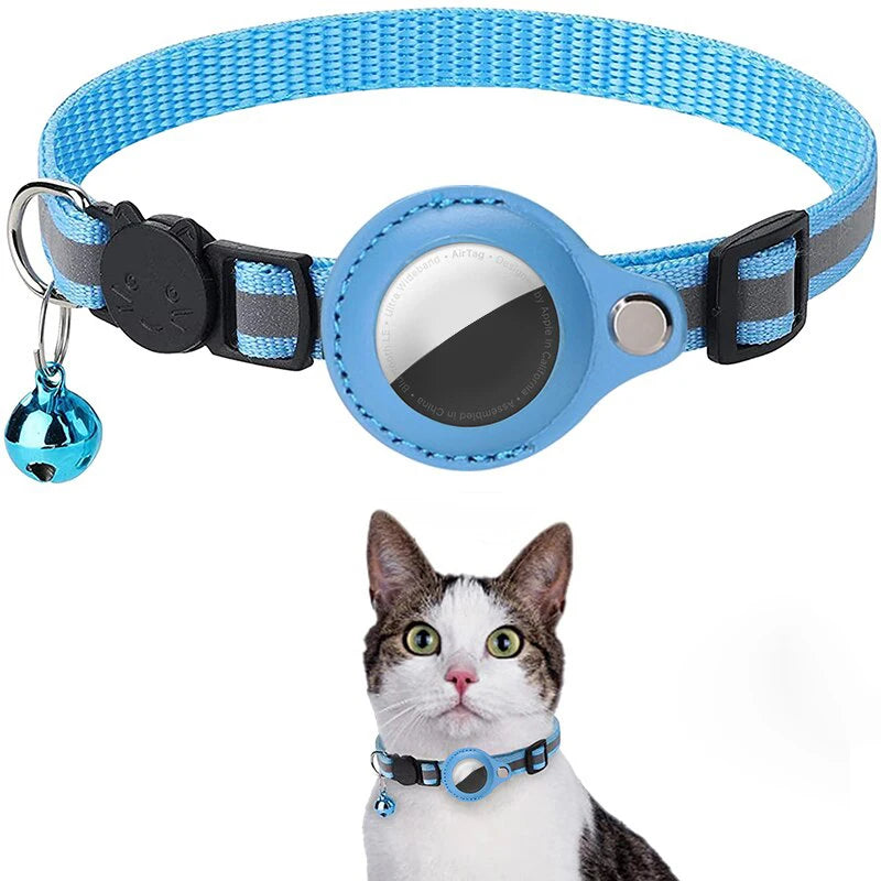 AirTag Cat Collar with Reflective Holder, Bell & Adjustable Fit