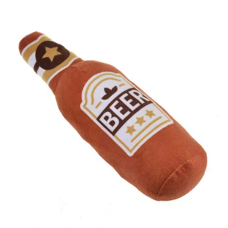 Plush Squeaky Dog Toy – Bottle-Shaped Interactive Chew Toy