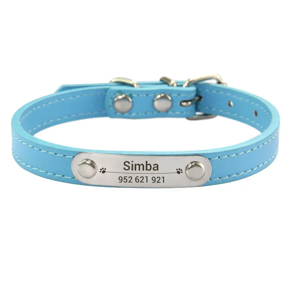 Personalized Dog Collar – Engraved Leather Pet ID Collar