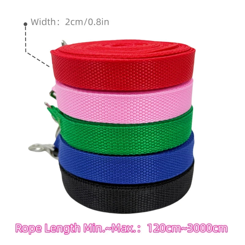 Long Dog Leash – 1.2M-30M Nylon Training Rope for Outdoor Use
