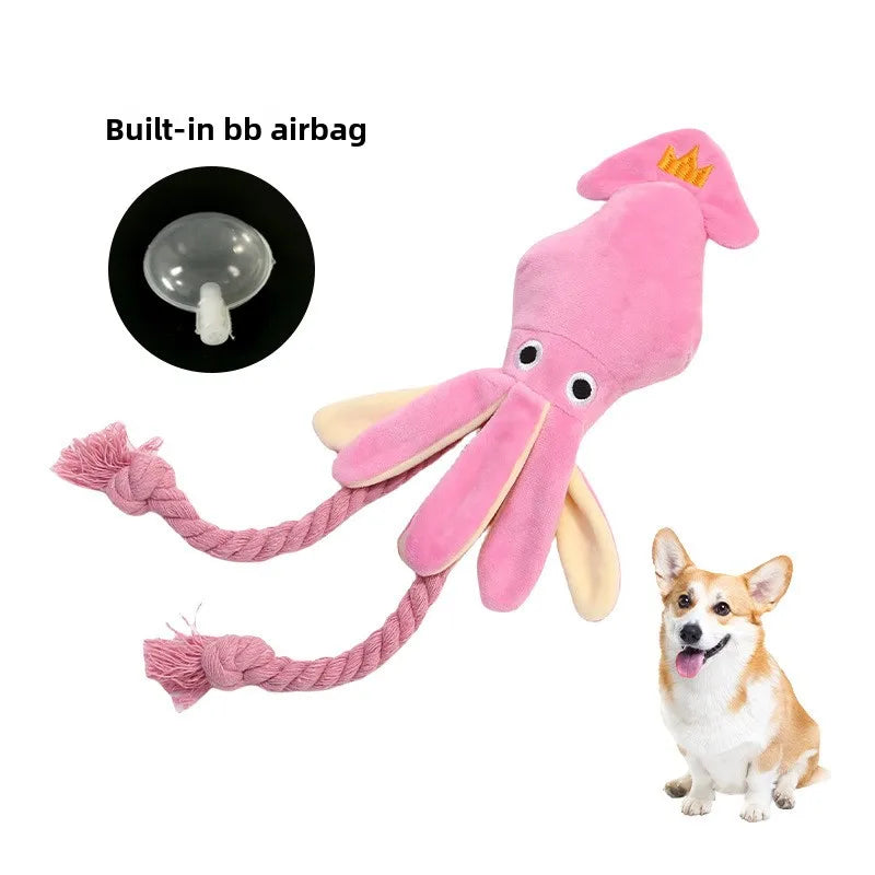Plush Rope Dog Toy – Squeaky Octopus Tug & Chew Toy