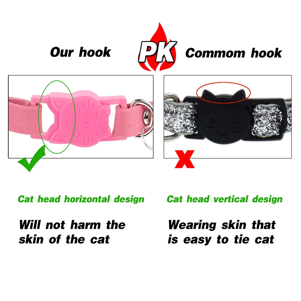 Pink Cat Collar with Rhinestones, Bell & Breakaway Buckle