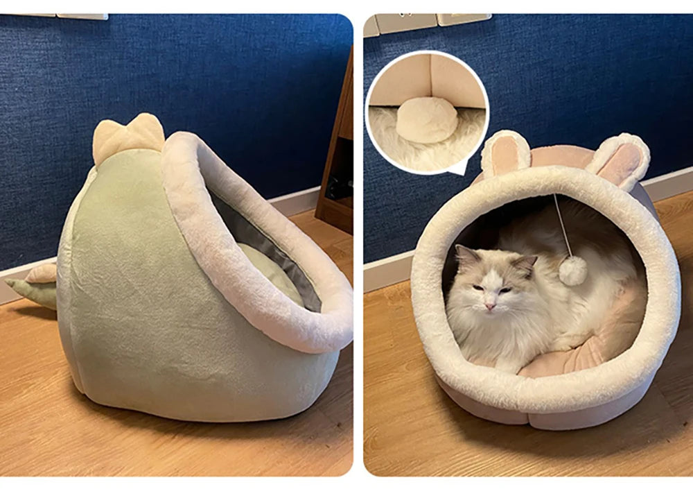 Enclosed Cat Bed, Foldable Washable Sleeping Cave for Small Pets