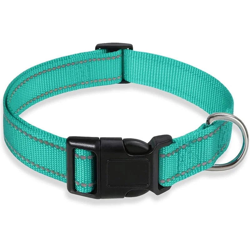 Reflective Dog Collar, Adjustable Nylon Safety Collar for Small & Medium Dogs