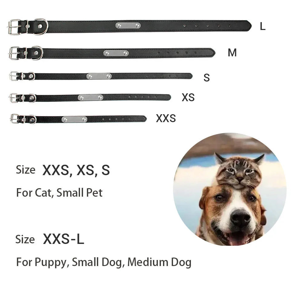Personalized Dog Collar – Engraved Leather Pet ID Collar