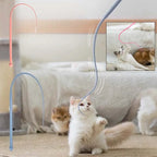Cat Teaser Toy with Silicone Mouse Tail, Interactive Cat Wand