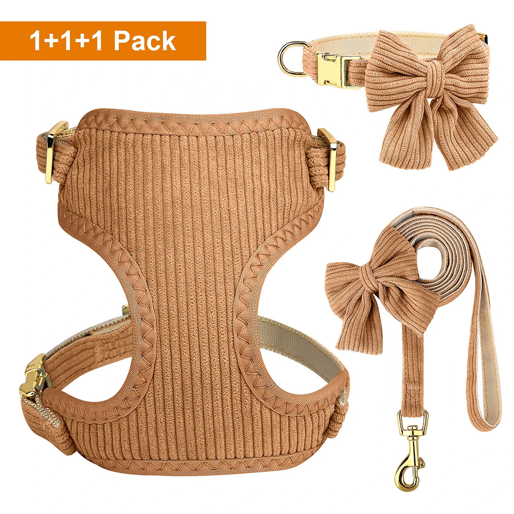 Dog Harness Leash Set, Soft Adjustable Harness & Collar for Small Dogs