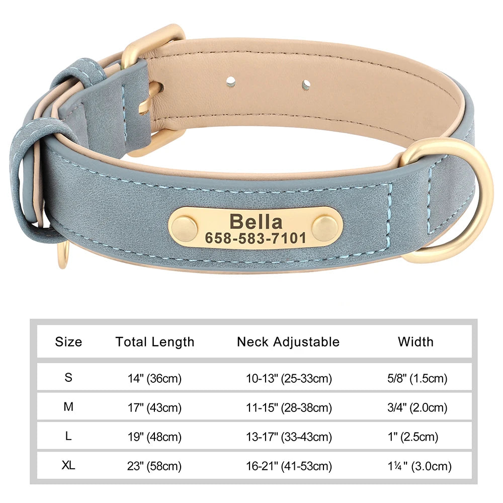 Personalized Dog Collar – Custom Engraved PU Leather ID Tag