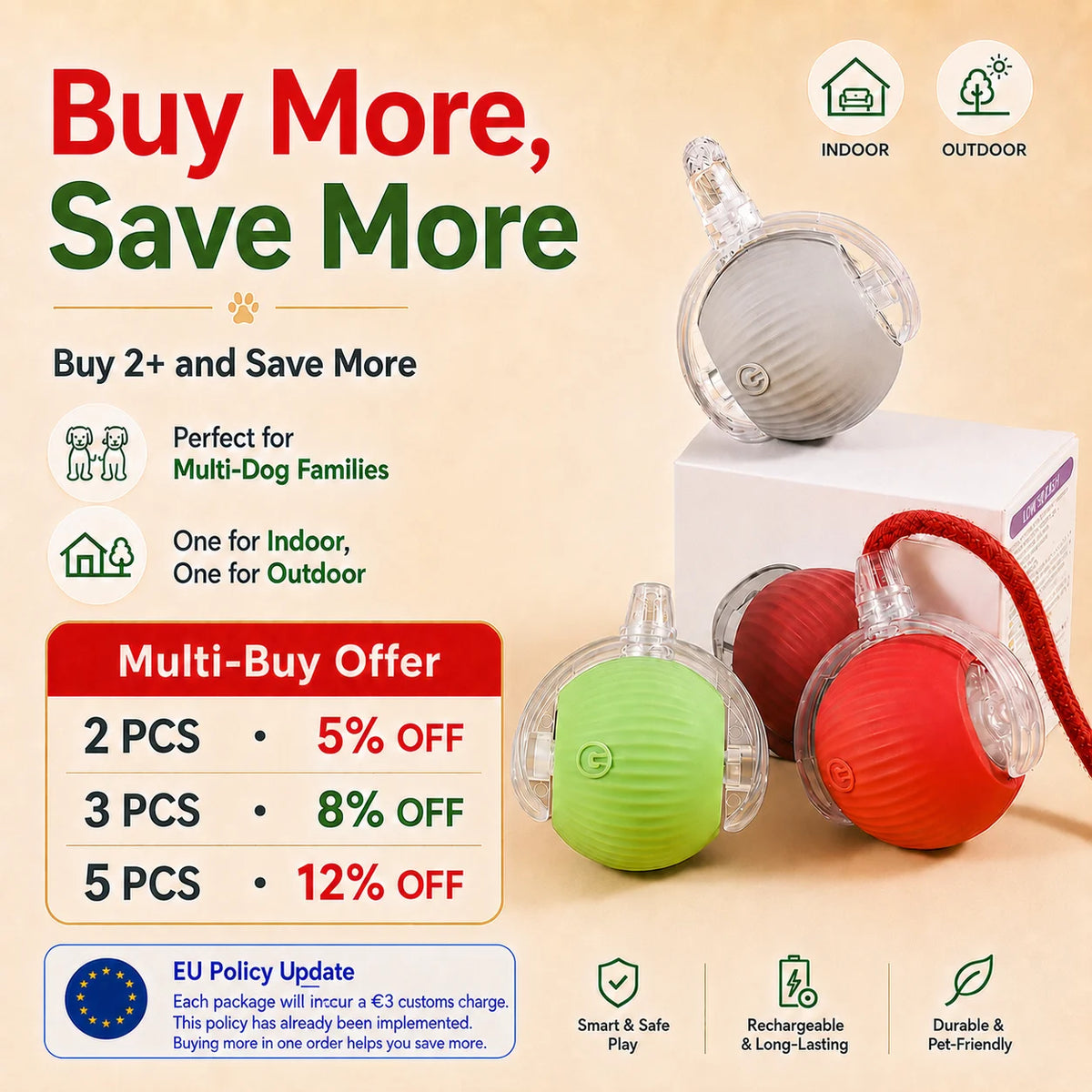 Automatic Dog Ball, Rechargeable Interactive Toy for Dogs