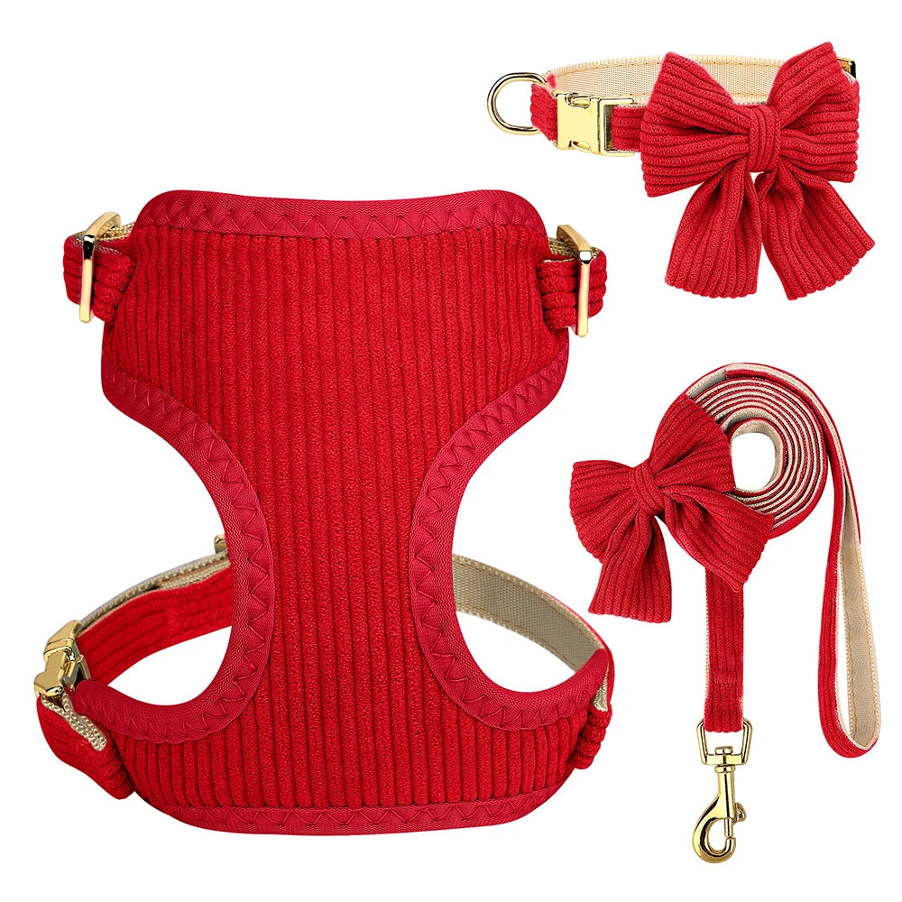 Dog Harness Leash Set, Soft Adjustable Harness & Collar for Small Dogs