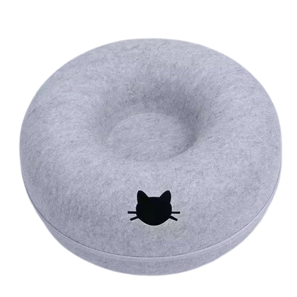 Cat Tunnel Bed – Felt Donut Nest & Sleeping House