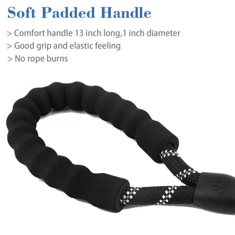 Reflective Dog Leash Heavy Duty Nylon Padded Handle