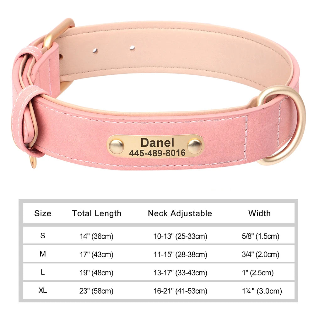 Personalized Dog Collar – Custom Engraved PU Leather ID Tag