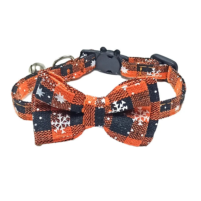 Breakaway Cat Collar with Bell – Plaid Bow Tie Adjustable Collar