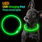 LED Dog Collar, Rechargeable Light Up Reflective Nylon Collar