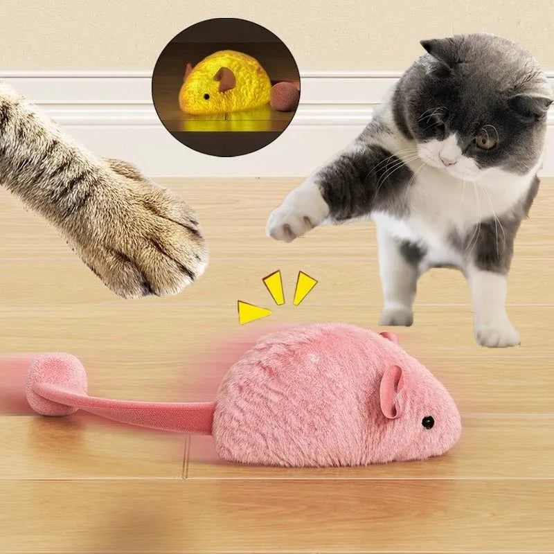 Plush Cat Toy Interactive Squeaky Mouse Toy for Kittens