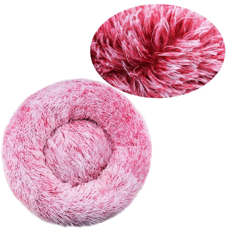 Plush Dog Bed Round Soft Calming Bed for Small Large Dogs & Cats