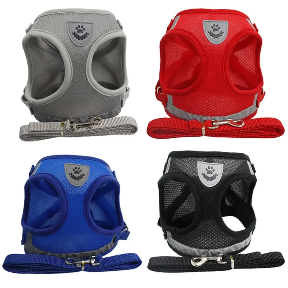 Cat Harness and Leash Set – Adjustable Reflective Mesh Vest