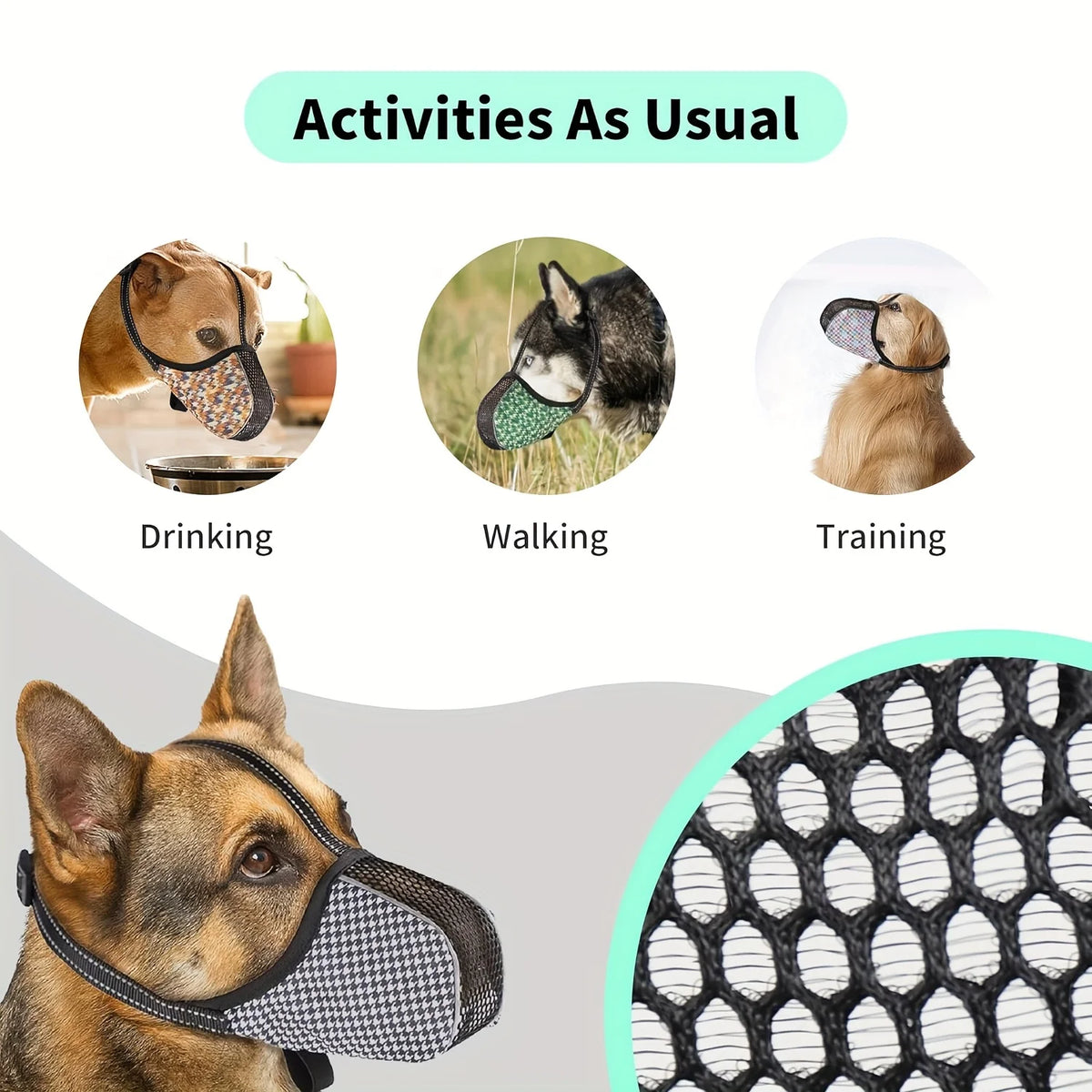 Dog Muzzle – Breathable Mesh Anti-Bark & Anti-Bite Mask