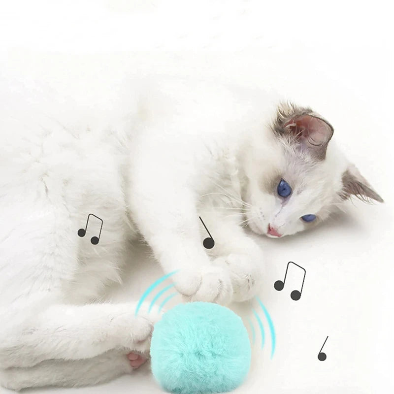 Interactive Cat Ball Toy with Touch Sounds and Catnip Compartment
