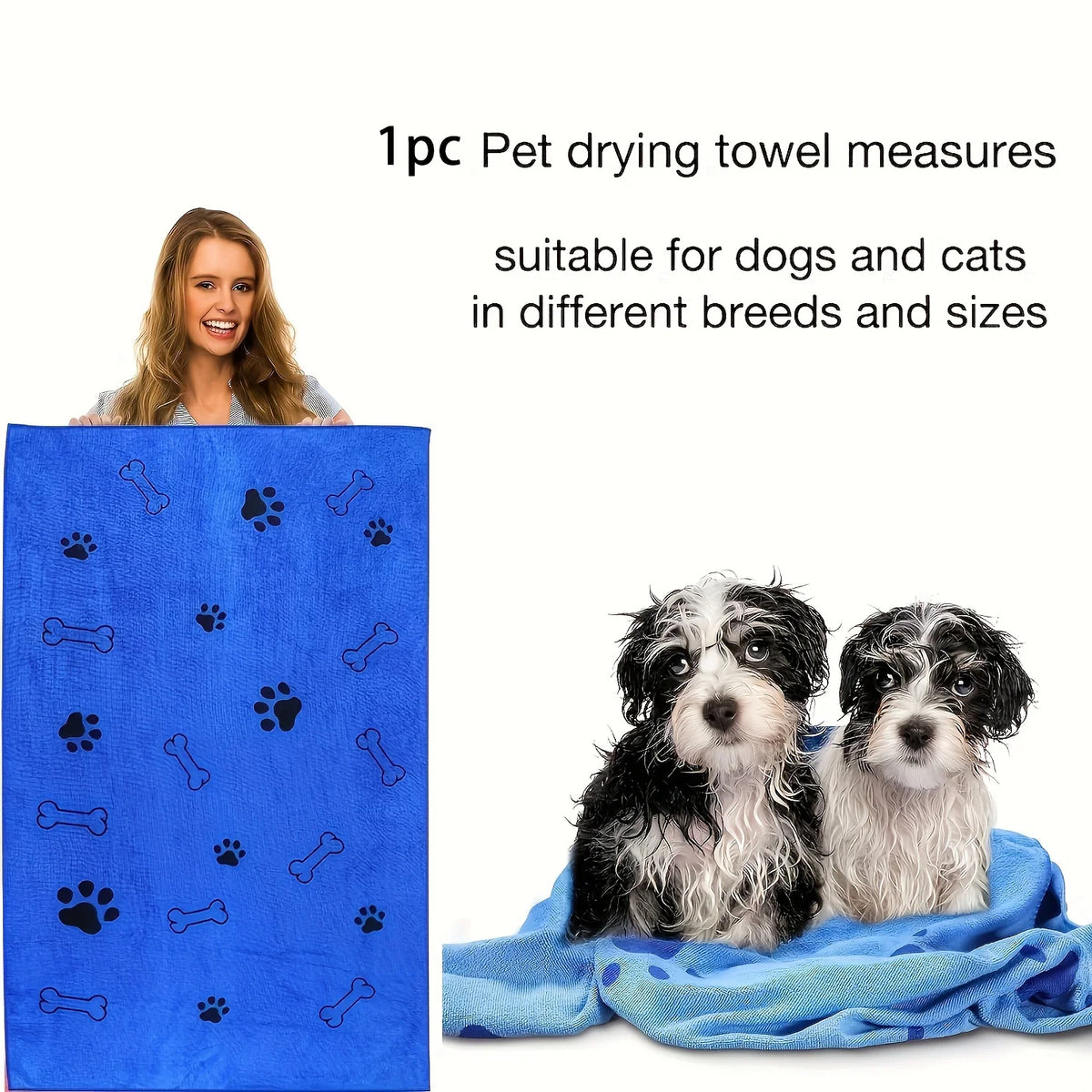 Microfiber Dog Towel, Quick-Drying Absorbent Pet Bath Towel