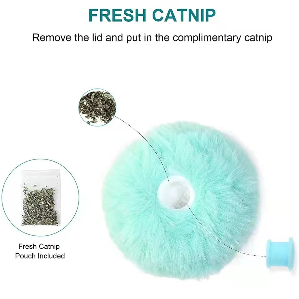 Interactive Cat Ball Toy with Touch Sounds and Catnip Compartment