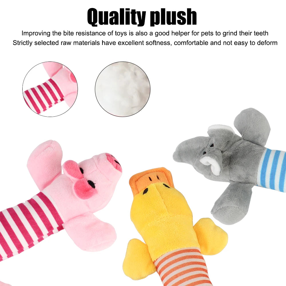 Squeaky Dog Toy Plush Elephant Duck Pig Interactive Toy