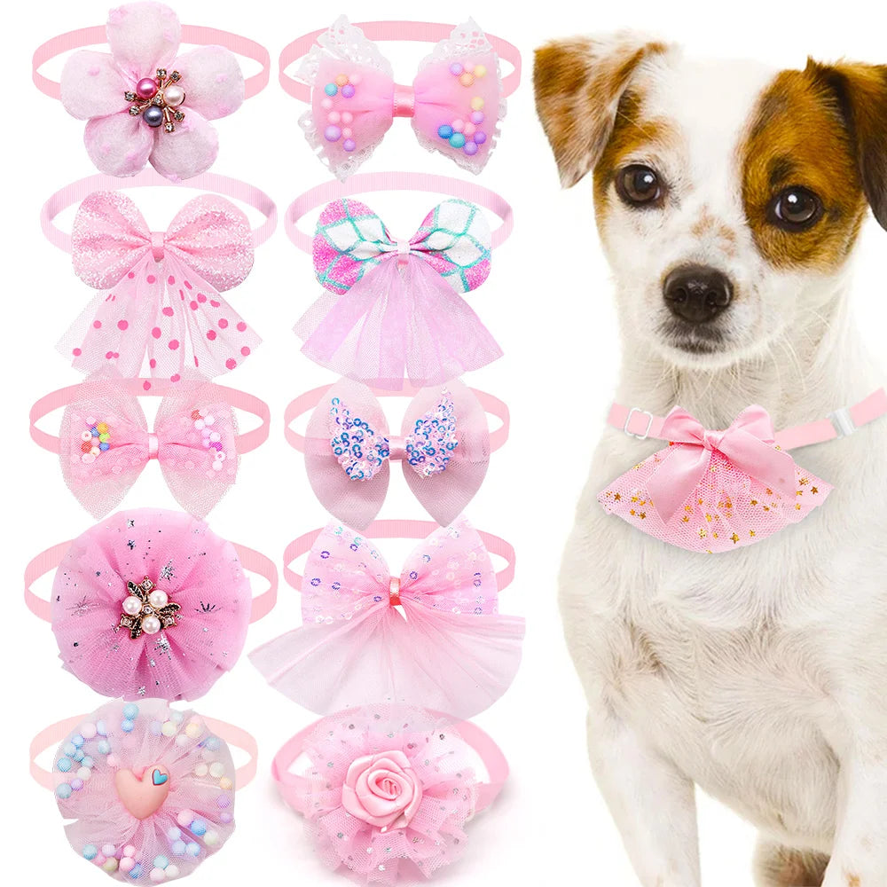 Pet Bow Collar Adjustable Lace Dog & Cat Necktie Set