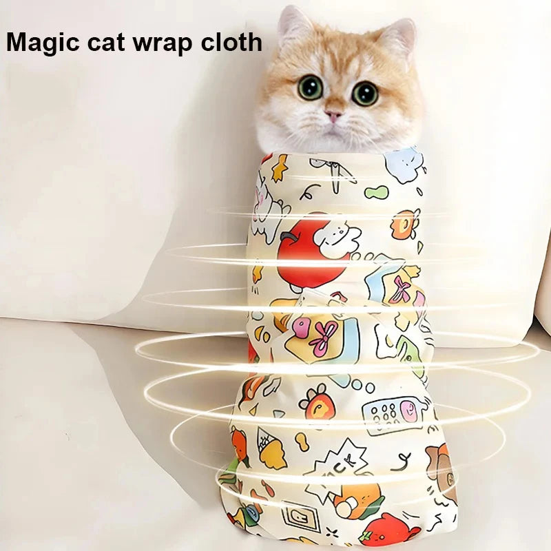 Cat Swaddle Wrap – Self-Adherent Anti-Scratch Grooming & Nail Clipping