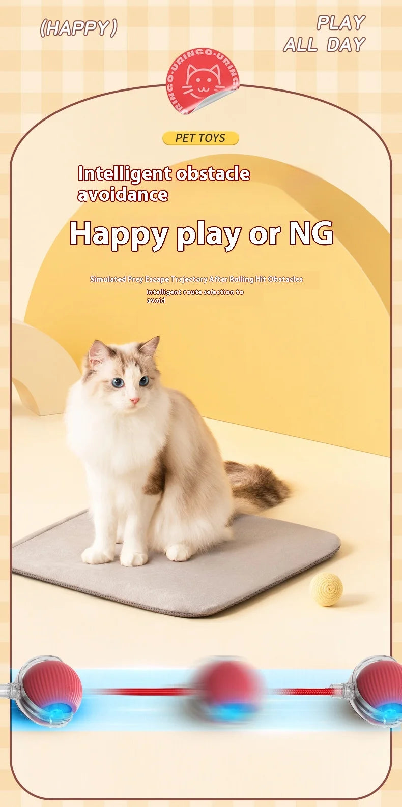 Automatic Cat Ball Toy – Rechargeable Interactive Rolling Ball