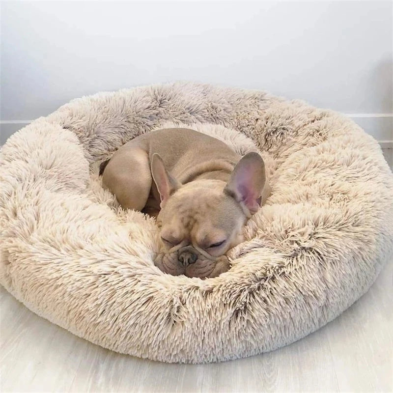 Plush Dog Bed Round Soft Calming Bed for Small Large Dogs & Cats