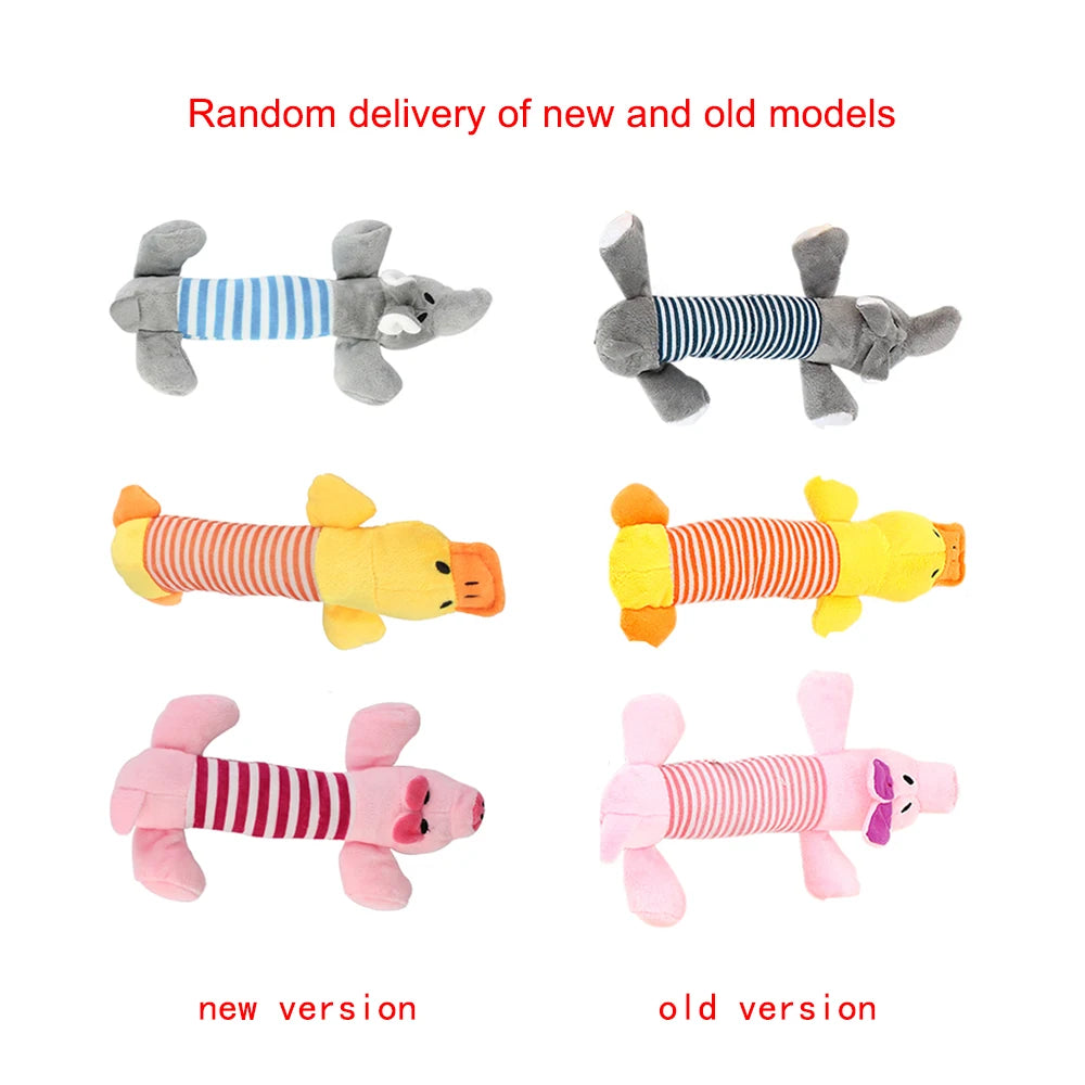 Squeaky Dog Toy Plush Elephant Duck Pig Interactive Toy