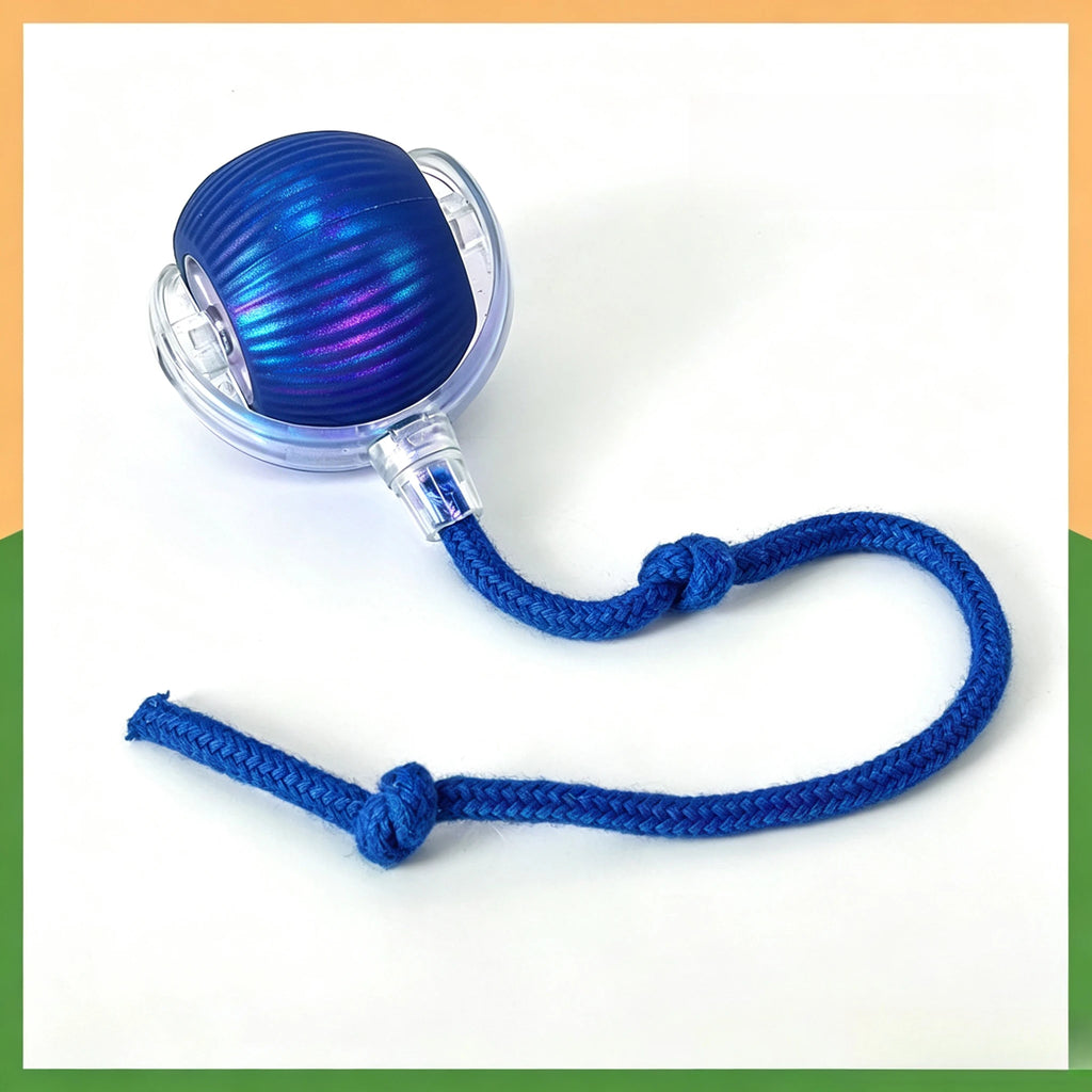Smart Obstacle Avoidance Cat Ball Toy Adjustable Speed Electric Self Rolling Interactive Ball With Long Elastic Rope For Play