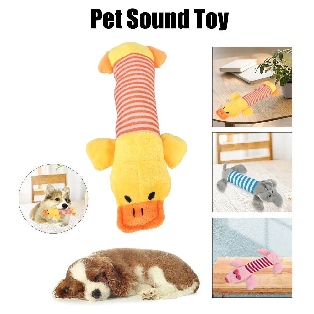 Squeaky Dog Toy Plush Elephant Duck Pig Interactive Toy