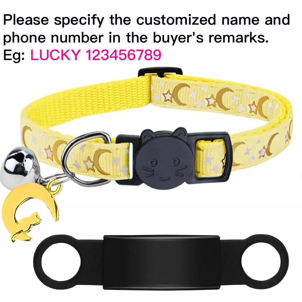 Personalized Cat Collar with Engraved ID Tag, Bell & Glow Design