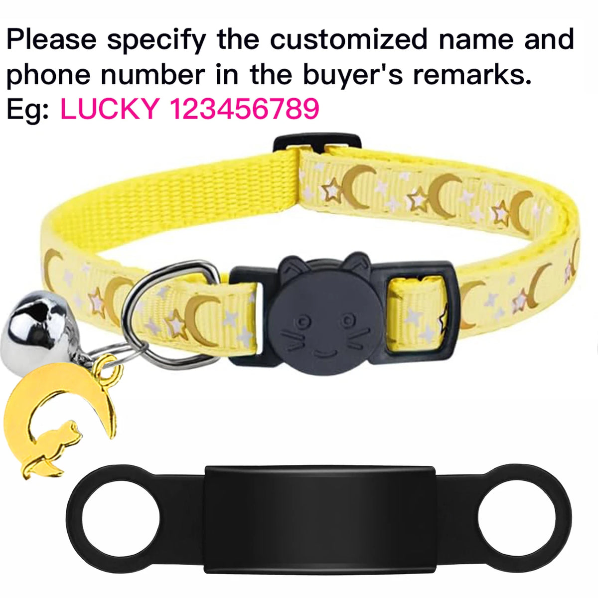 Personalized Cat Collar with Engraved ID Tag, Bell & Glow Design