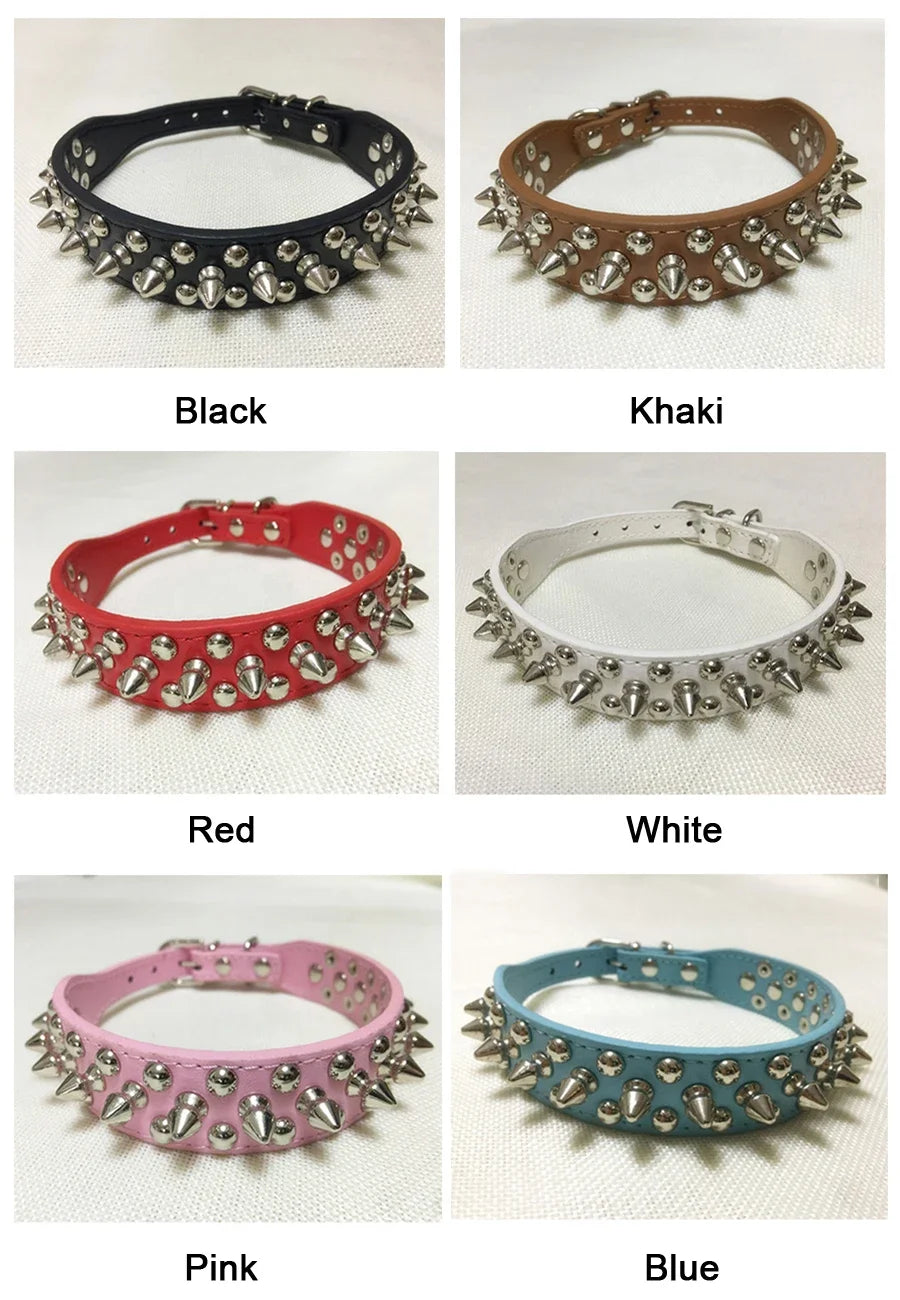 Leather Dog Collar Adjustable PU Neck Strap with Buckle