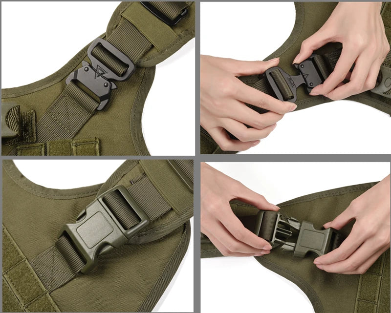 Tactical Dog Harness – 1000D Nylon Vest With Leash Set
