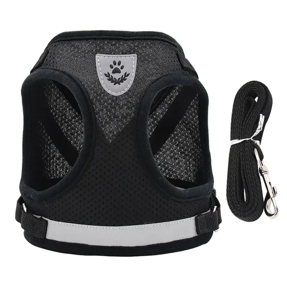Cat Harness and Leash Set – Adjustable Reflective Mesh Vest