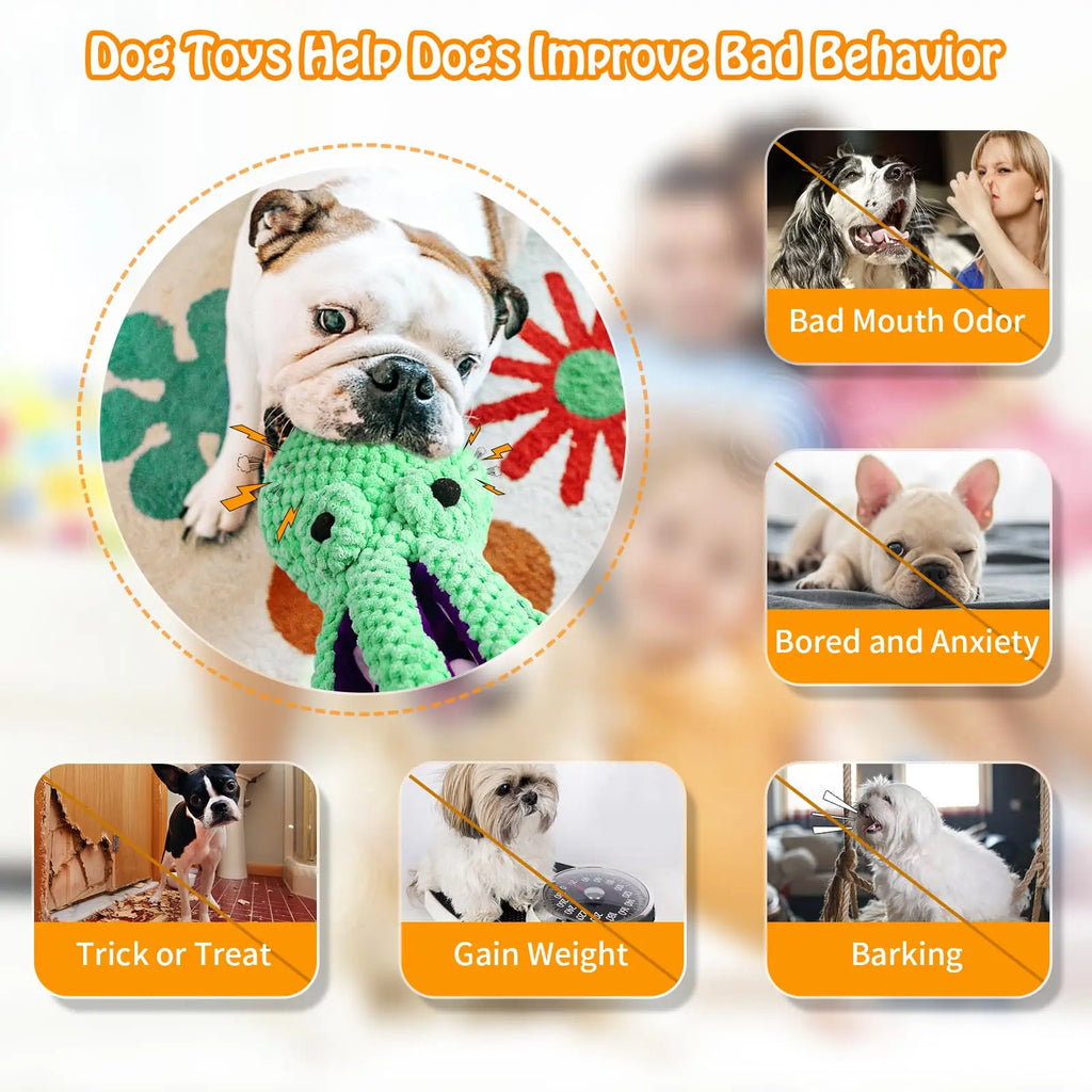 Squeaky Octopus Plush Dog Toy – Interactive Teething Chew Toy