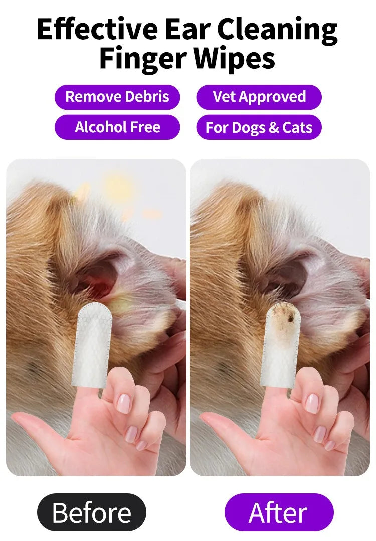 Dog Ear Cleaning Wipes, Cat Ear Care Wipes for Pet Grooming