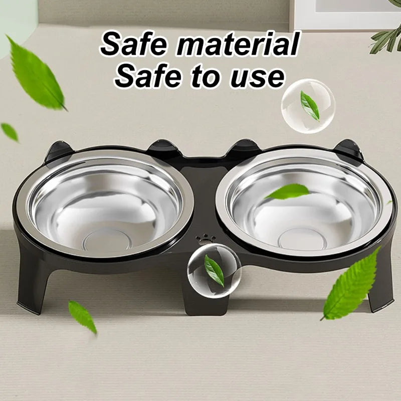 Stainless Steel Cat Bowl – Anti-Tip Food & Water Bowl for Pets